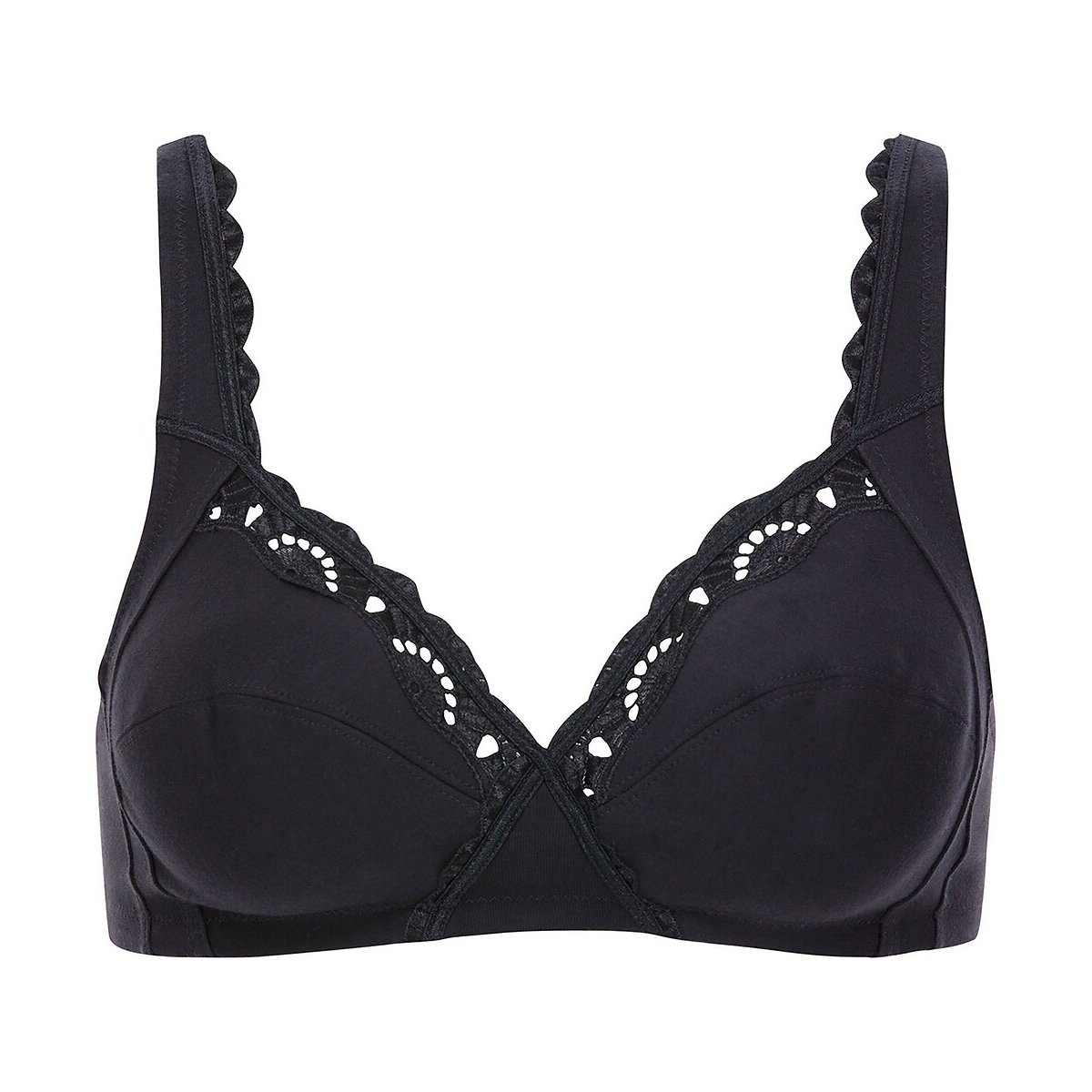 Soutien-gorge sans armatures en coton noir, PLAYTEX