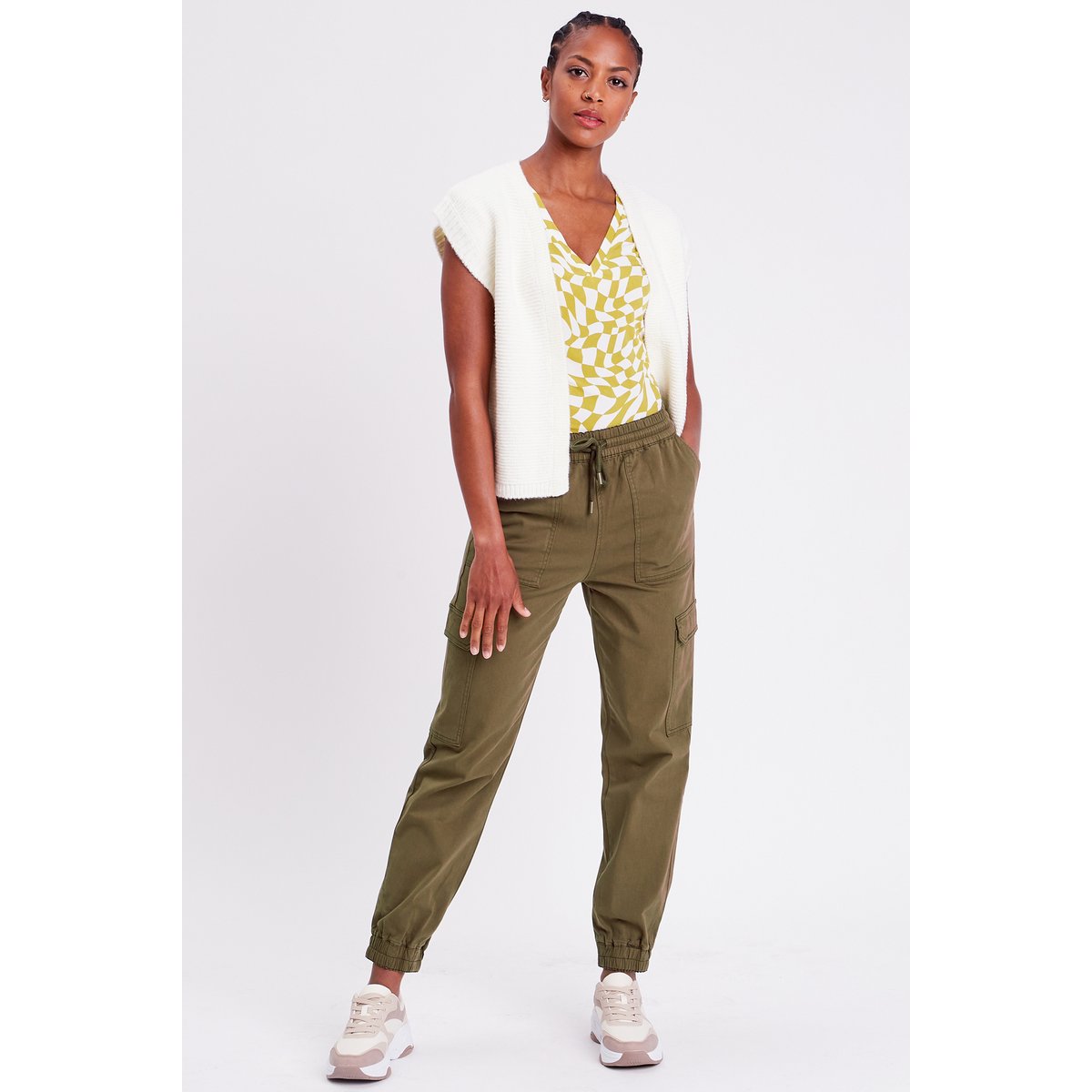Pantalon cargo slim vert foncé, CACHE CACHE