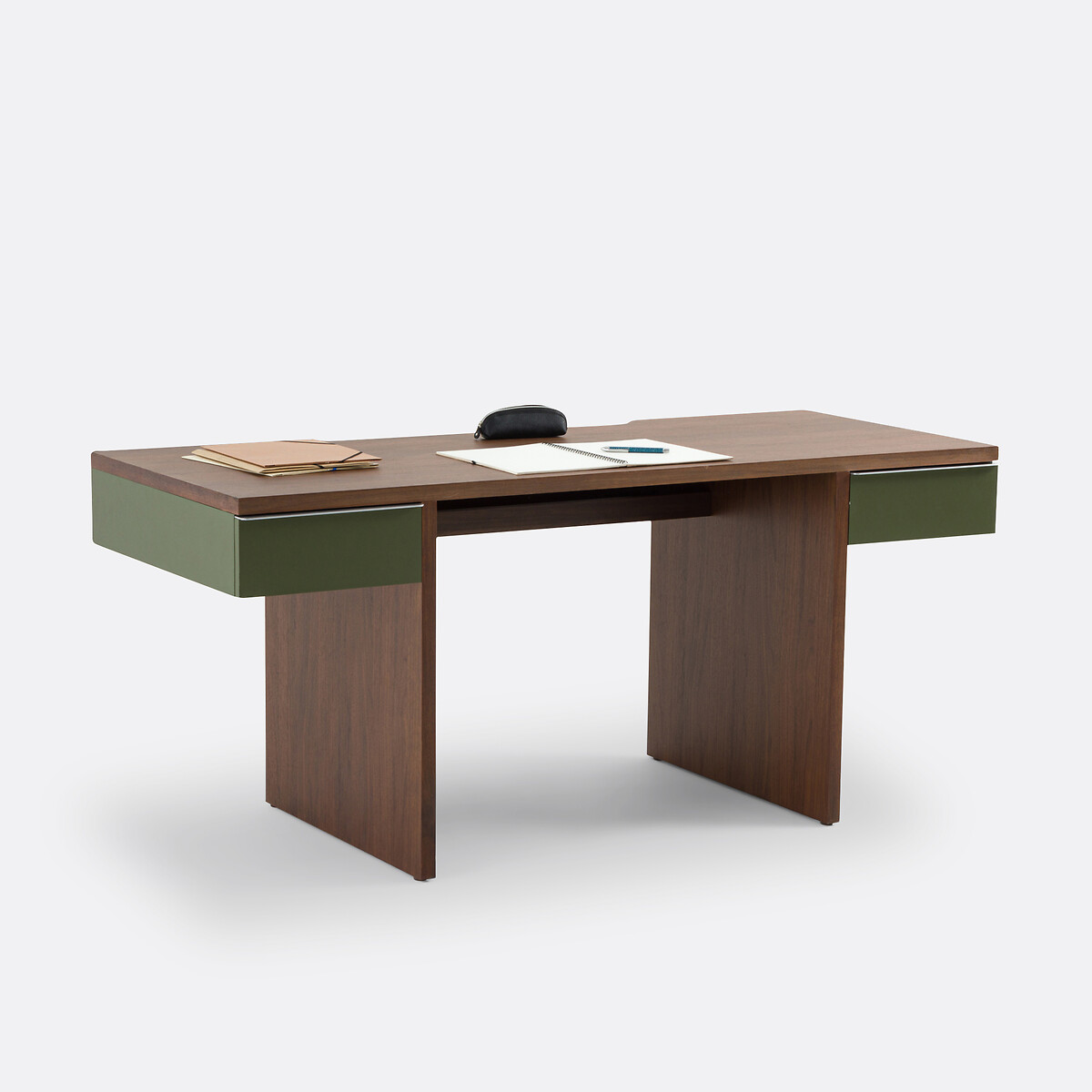 Bureau XL 2 tiroirs, Siem plaqué noyer, LA REDOUTE INTERIEURS