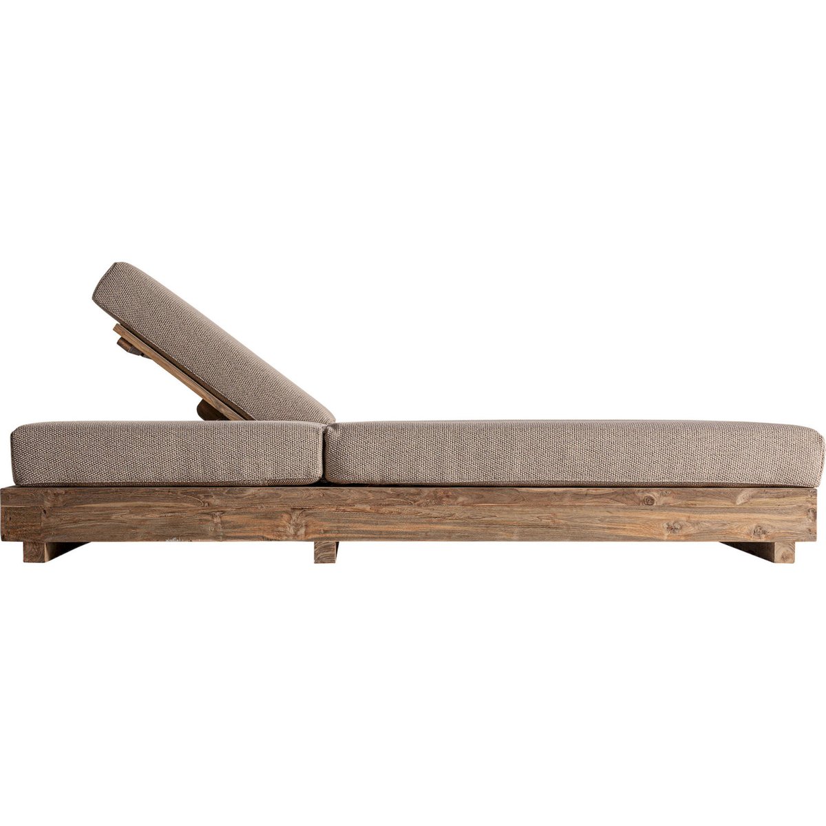 Bain de soleil double S.PURE en teck beige et marron naturel, RECOLLECTION