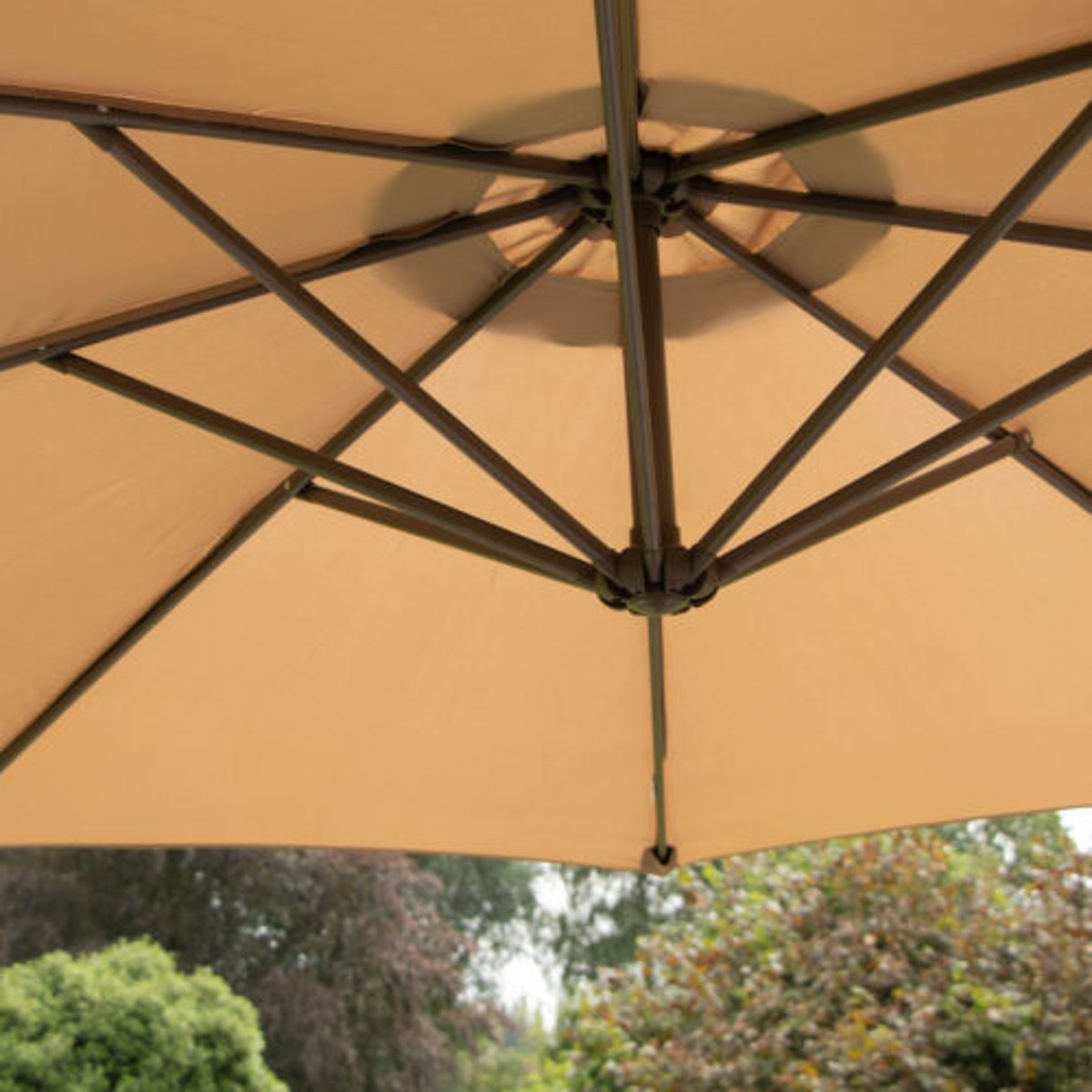 Parasol rond avec pied beige, WILSA GARDEN
