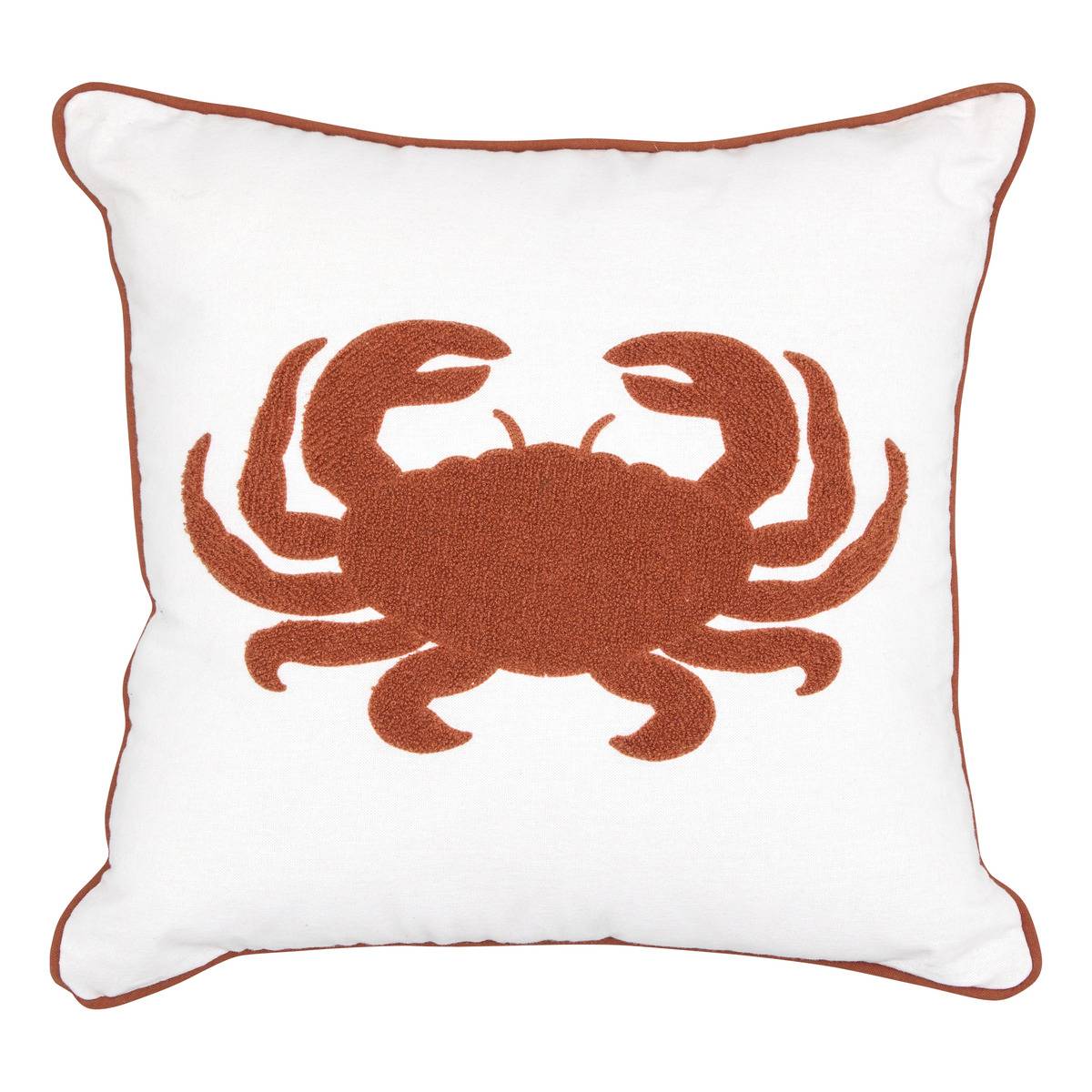 Coussin avec broderie marine OCEANIA blanc, ATMOSPHERA