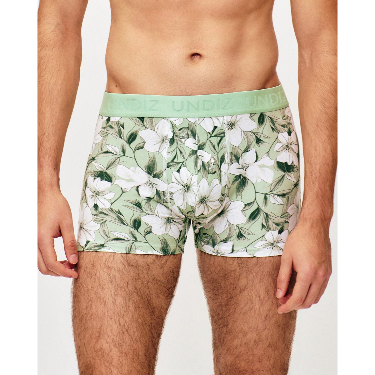 Boxer coton motifs fleurs REPEATIZ DEEK vert, UNDIZ