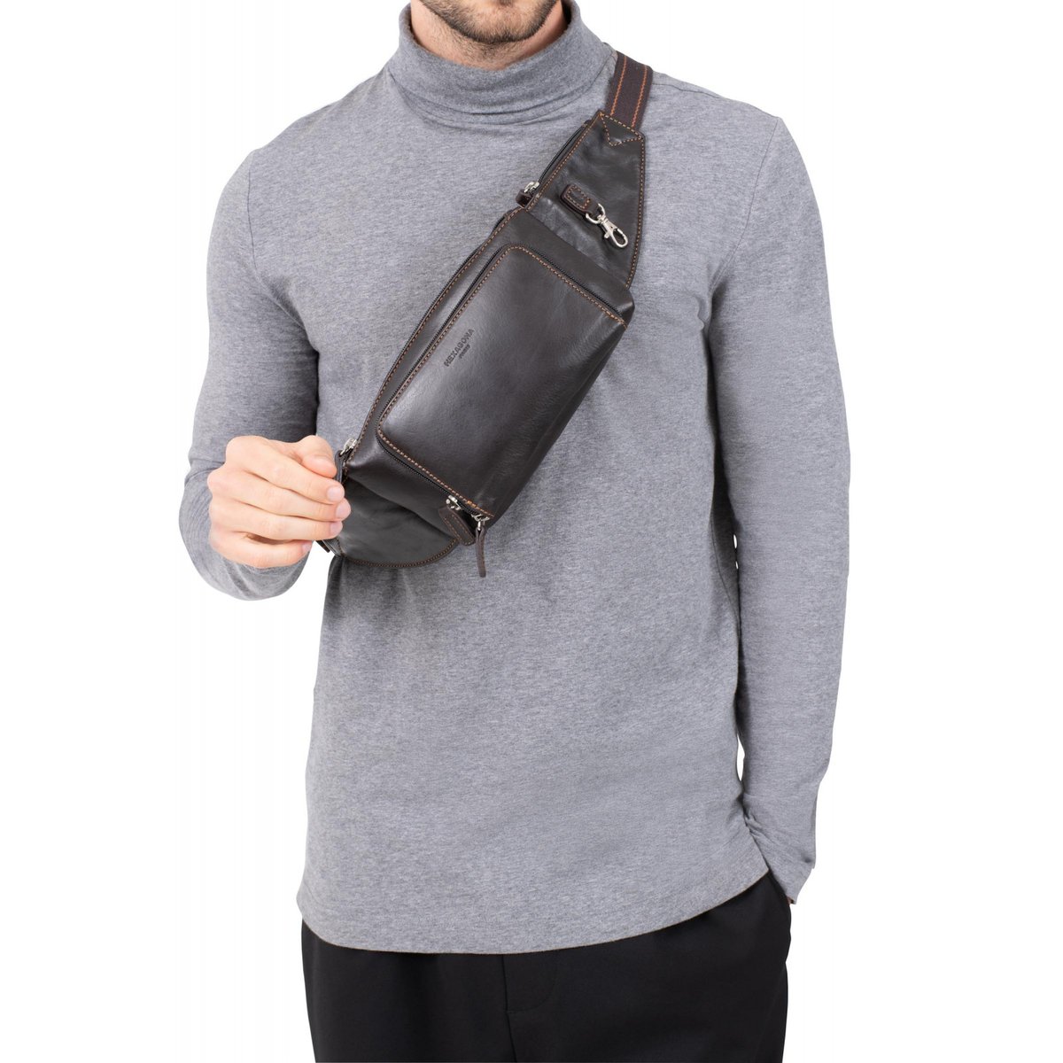 Sac banane FÉLIN noir, HEXAGONA