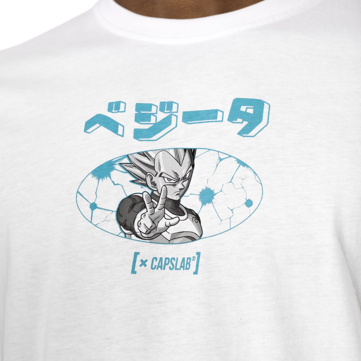 Tee Shirt Dragon Ball Super Vegeta blanc/bleu, CAPSLAB