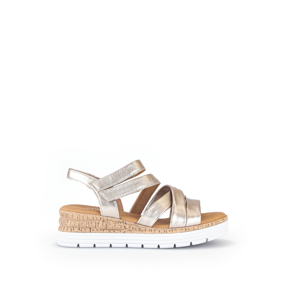 Sandales en cuir a talon compense dore Gabor La Redoute