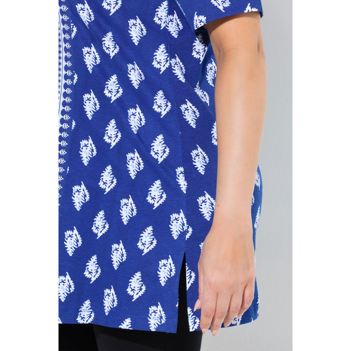 T-shirt long avec imprimé bleu roi, ULLA POPKEN