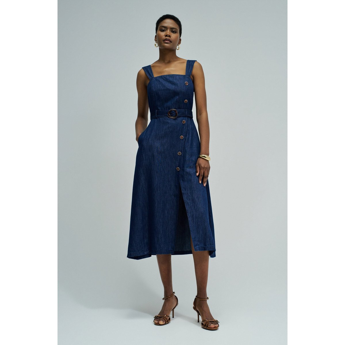 ROBE MIDI EN LIGHTDENIM bleu foncé, SALSA JEANS