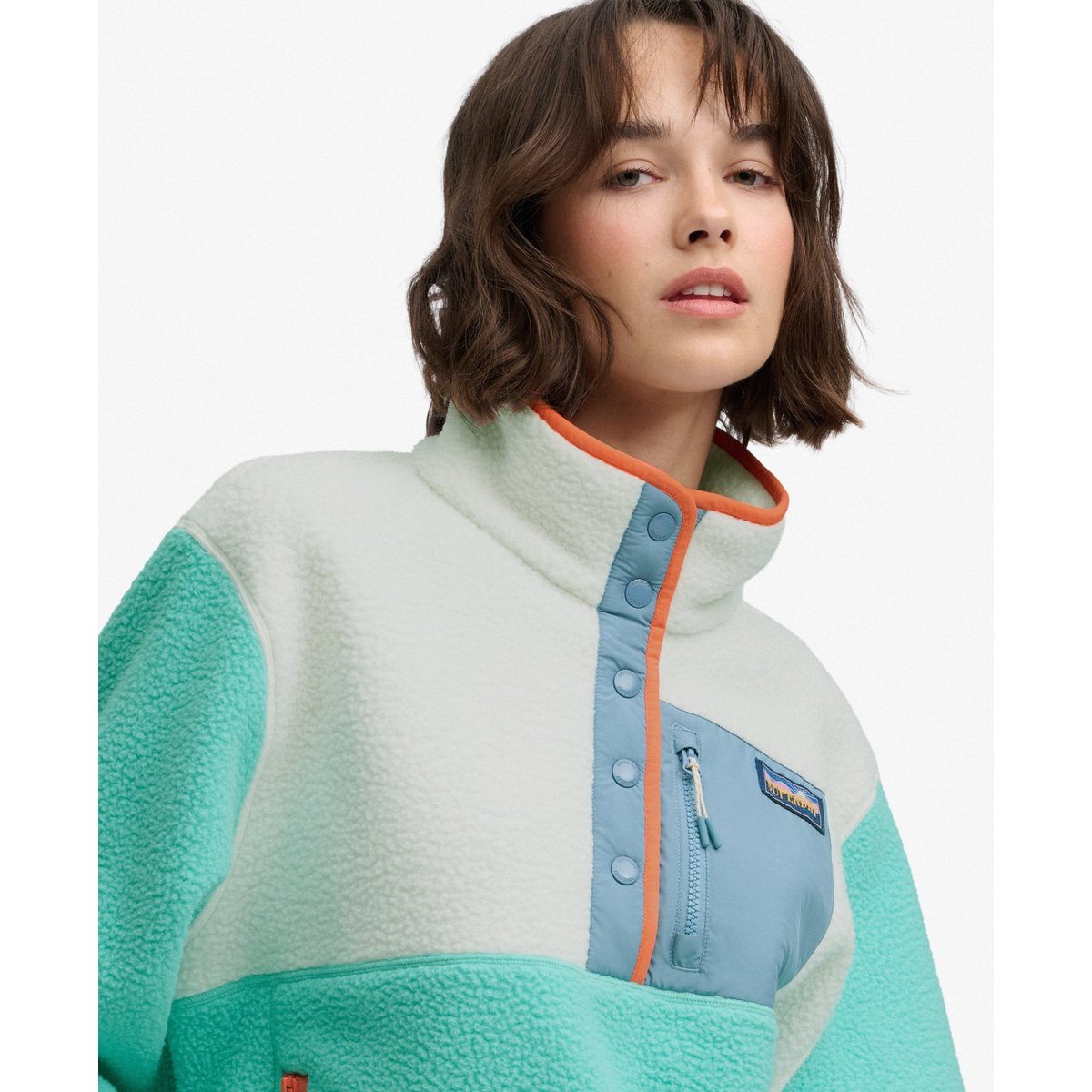 Pullover en Polaire Colour Block turquoise intense, SUPERDRY