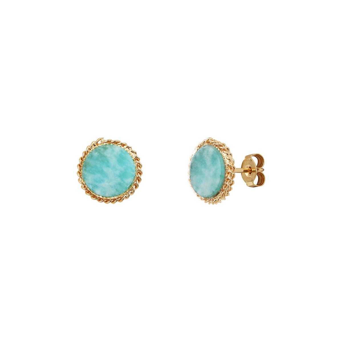 Boucles d'oreilles amazonite dorées - lady bleu, CAROLINE NAJMAN