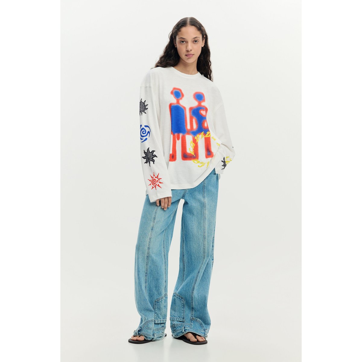 T-shirt coton imprimé blanc, DESIGUAL