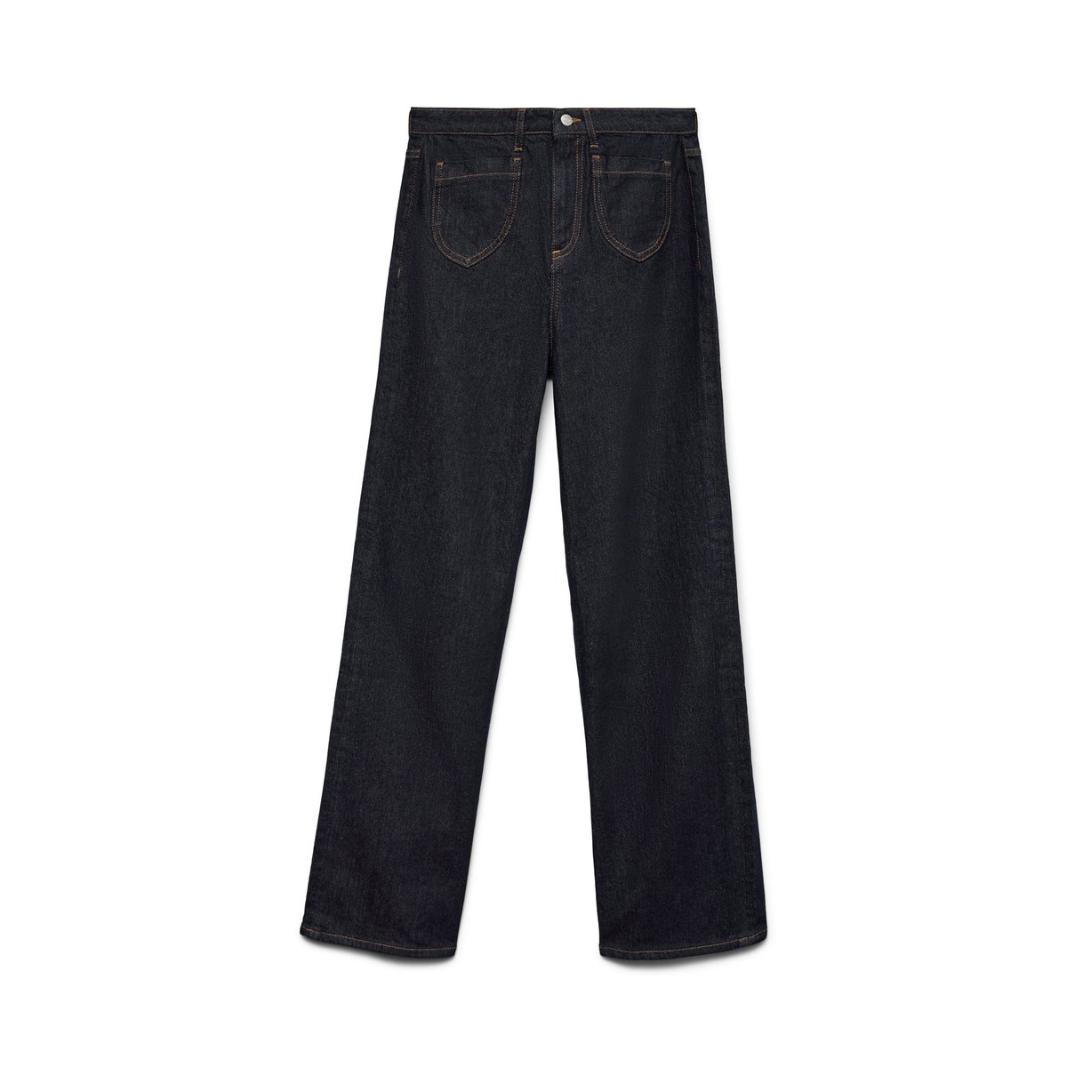 Jean À Coupe Large dark blue denim, VERO MODA