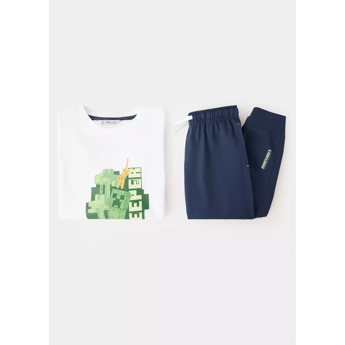 Pyjama complet en coton imprimé bleu marine, MANGO KIDS