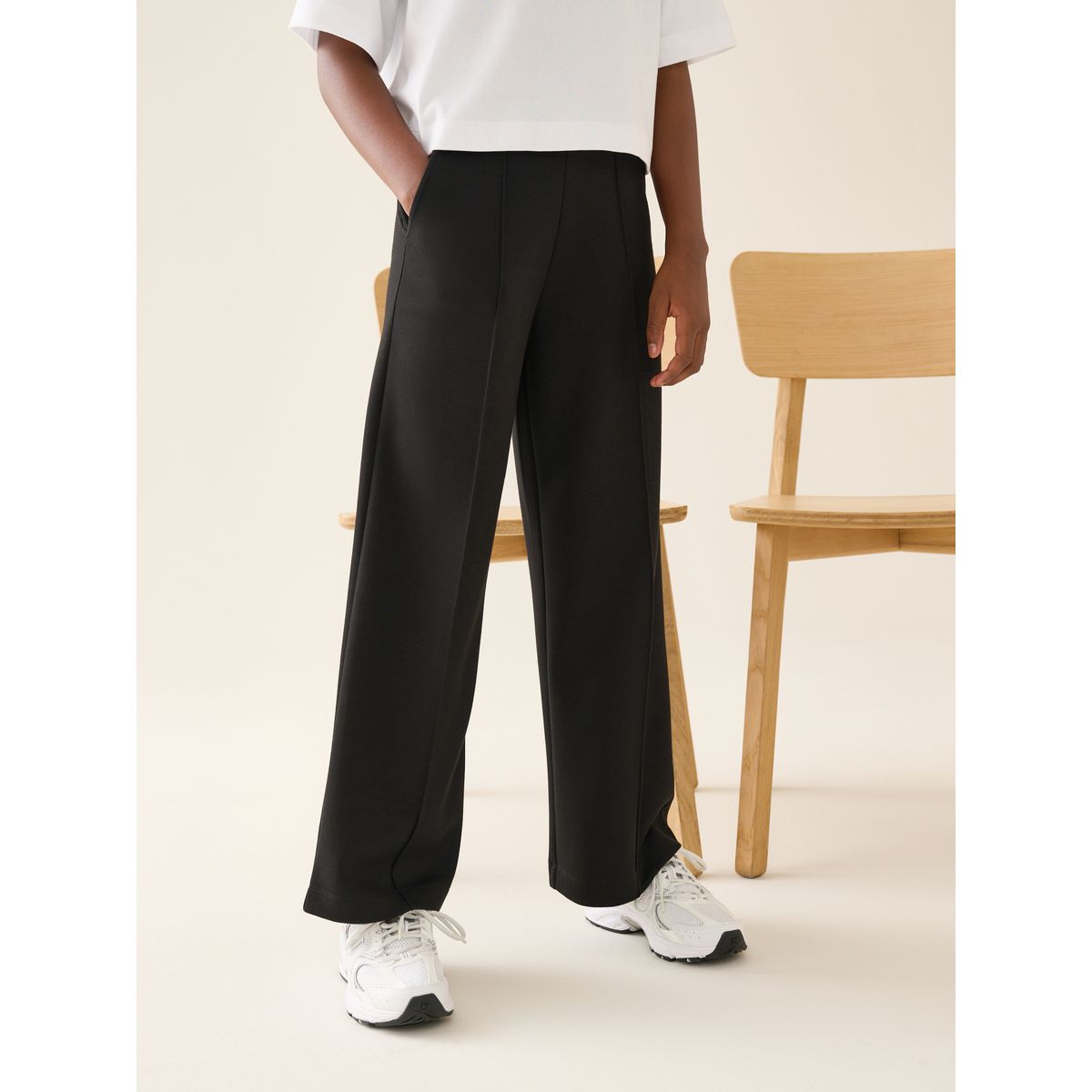 Pantalon d’école large en néoprène stretch noir, NEXT