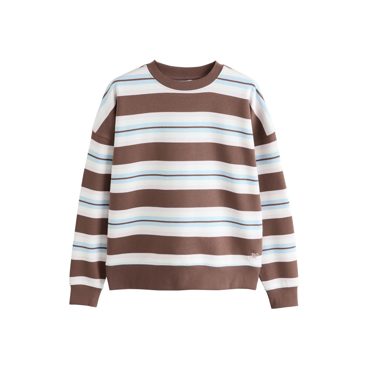Sweat ras du cou à rayures marron chocolat/bleu/rose, NEXT