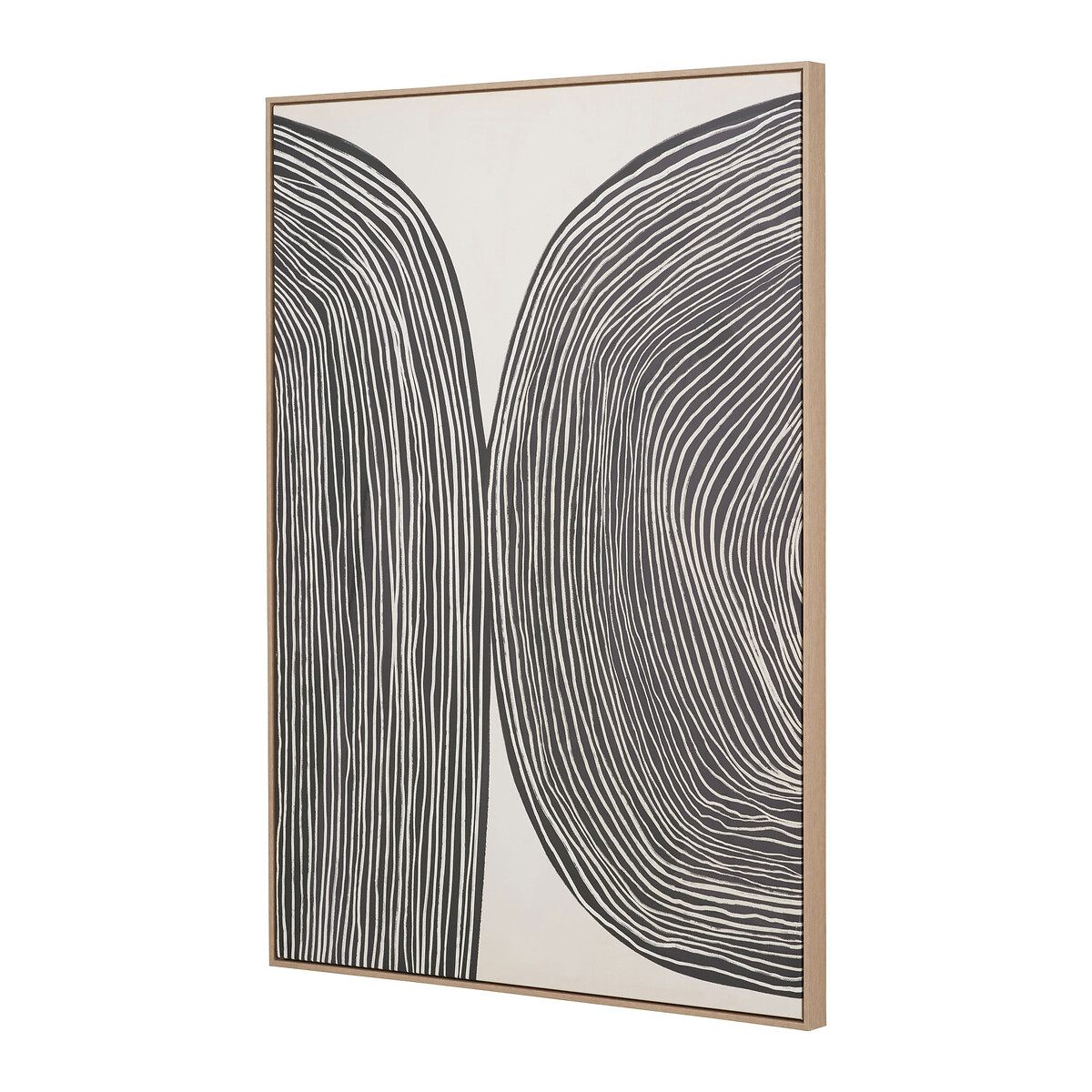 120x90cm Black and Cream Abstract Canvas with Natural Frame cream, SO'HOME