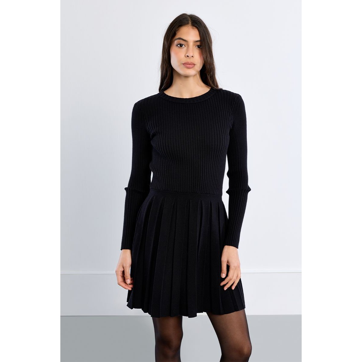 Robe mini en maille noir, LILI SIDONIO