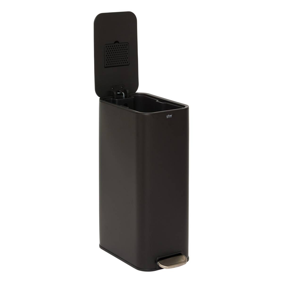 Poubelle slim rectangulaire à pédale en acier DELTA noir, 5FIVE SIMPLY SMART