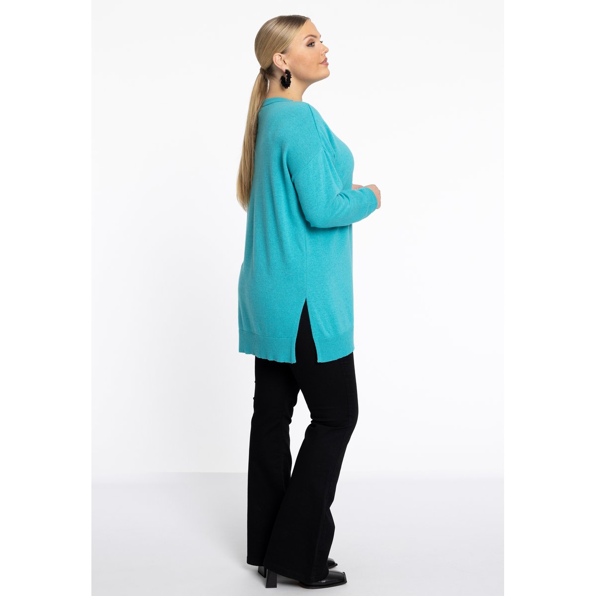 Pull avec manches longues turquoise, YOEK