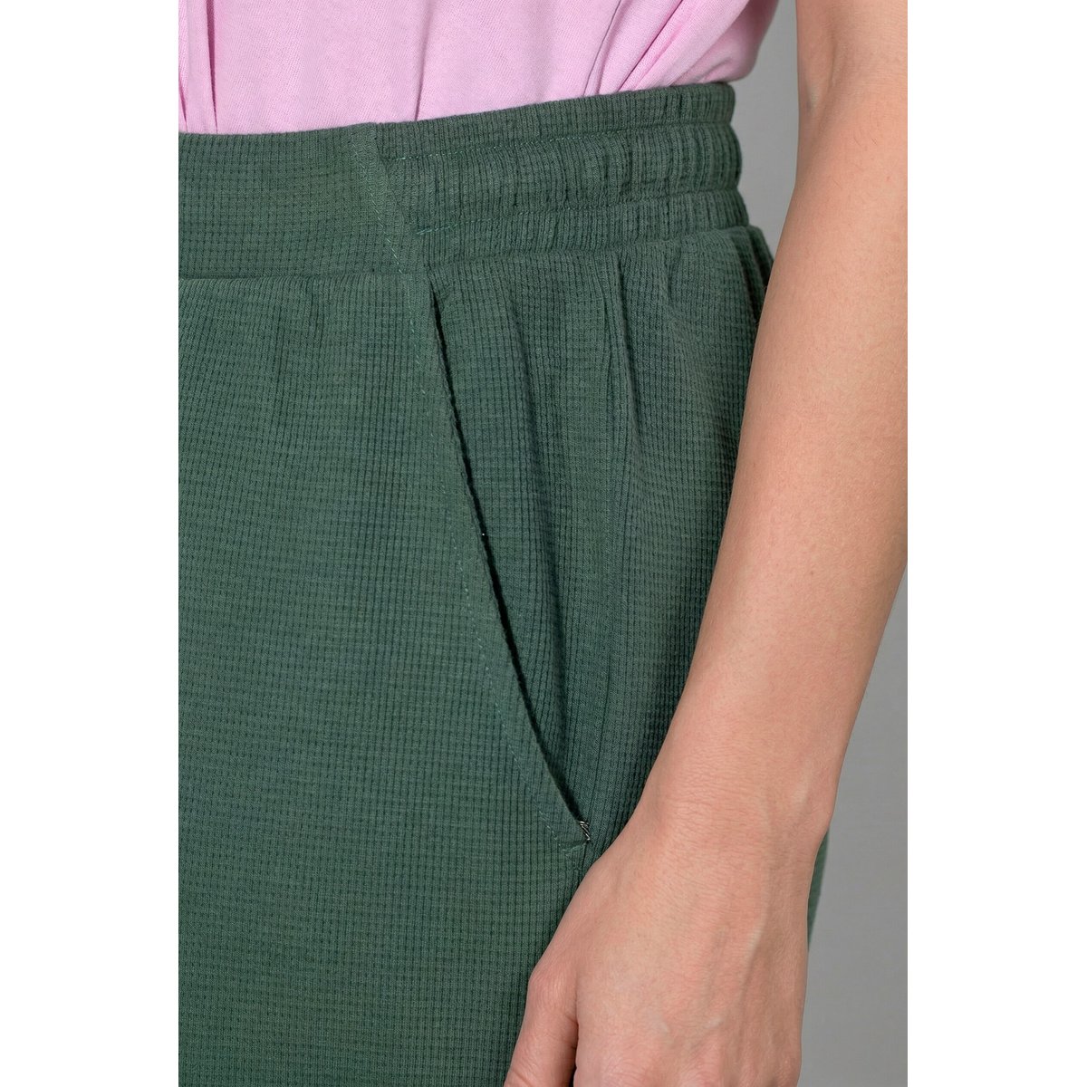 Jupe-culotte en molleton de coton bio kaki, ULLA POPKEN