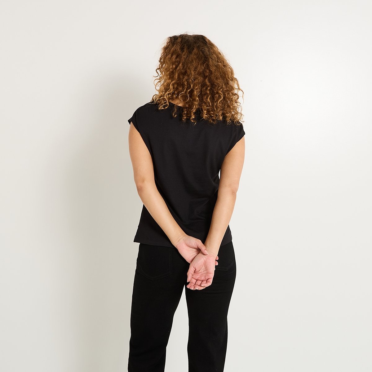 T-shirt col V noir, GRAIN DE MALICE