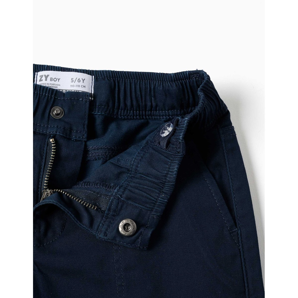 Pantalon de charpentier en sergé avec taille élastiquée bleu foncé, ZIPPY