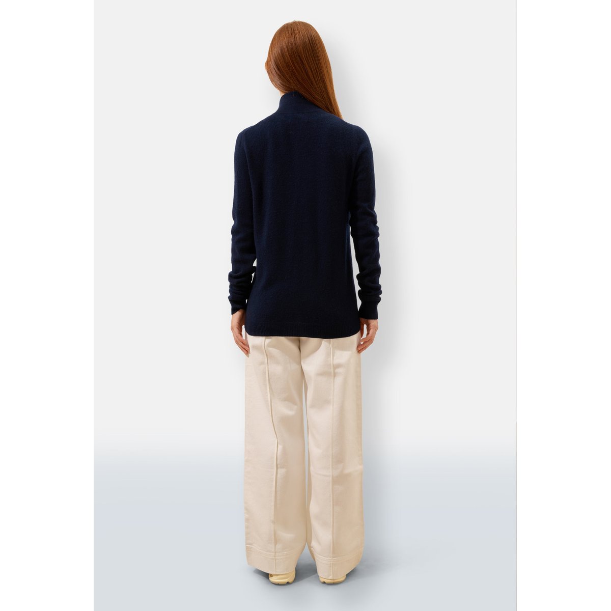 Gilet Zippé Col Montant Navy Ayr bleu foncé, JUST CASHMERE