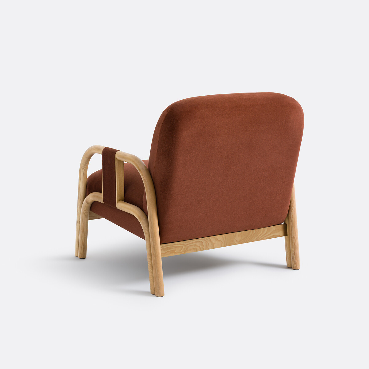 Fauteuil lounge, en velours et frêne, VINDY rouge, LA REDOUTE INTERIEURS