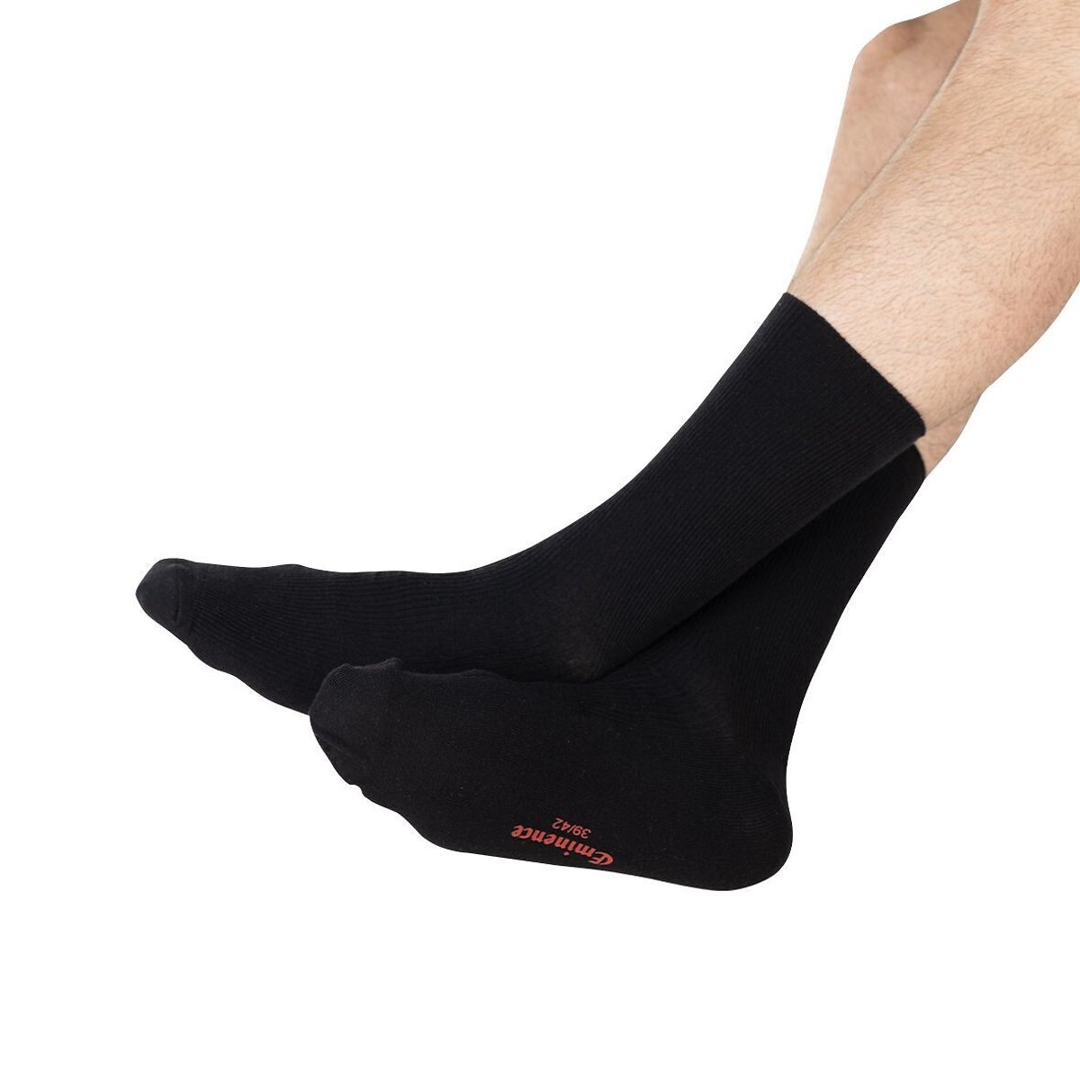Pack of 2 Pairs of Combed Cotton Crew Socks black, EMINENCE