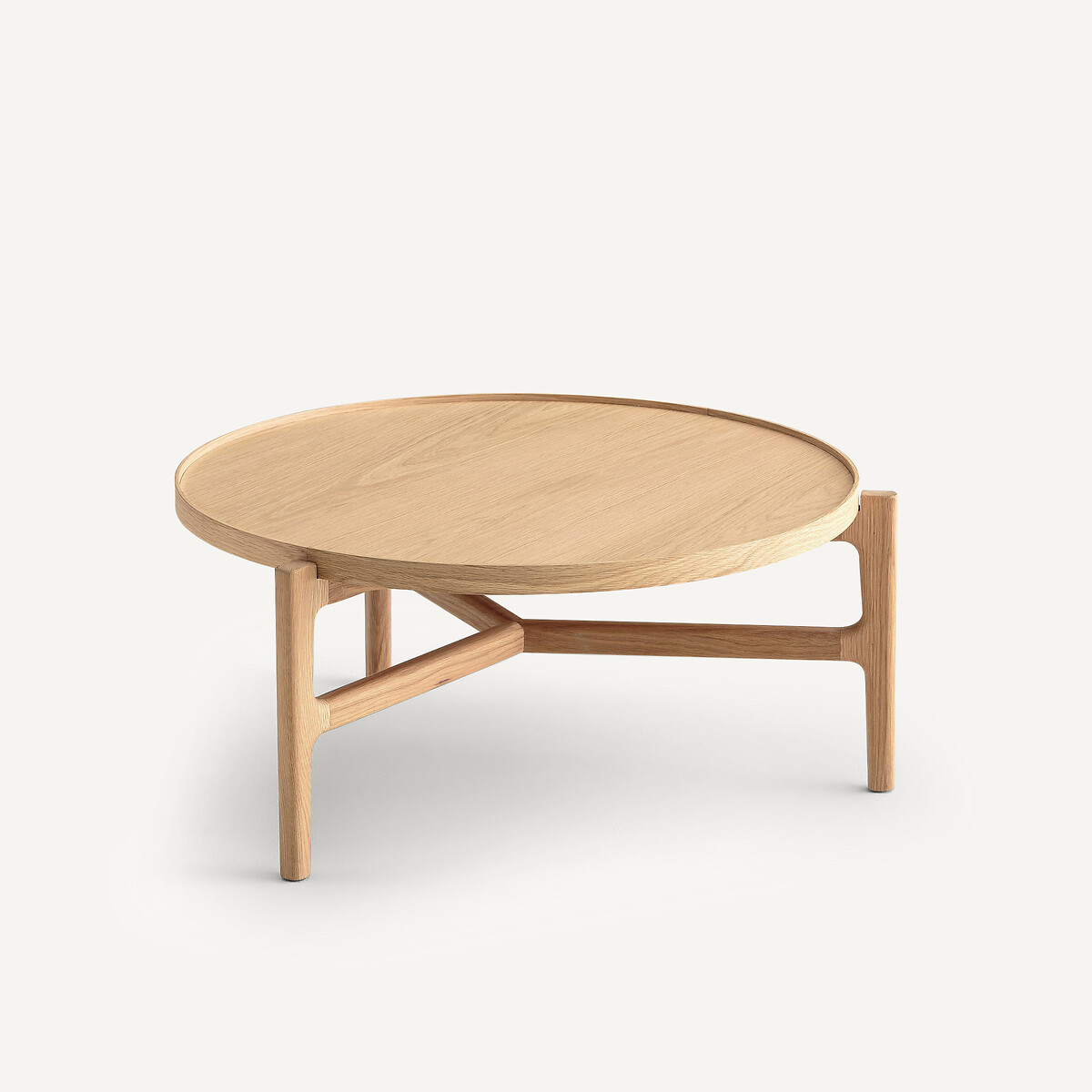 Mesa de centro, diâmetro 74 cm, em folheado de carvalho, ALYASA carvalho natural, AM.PM