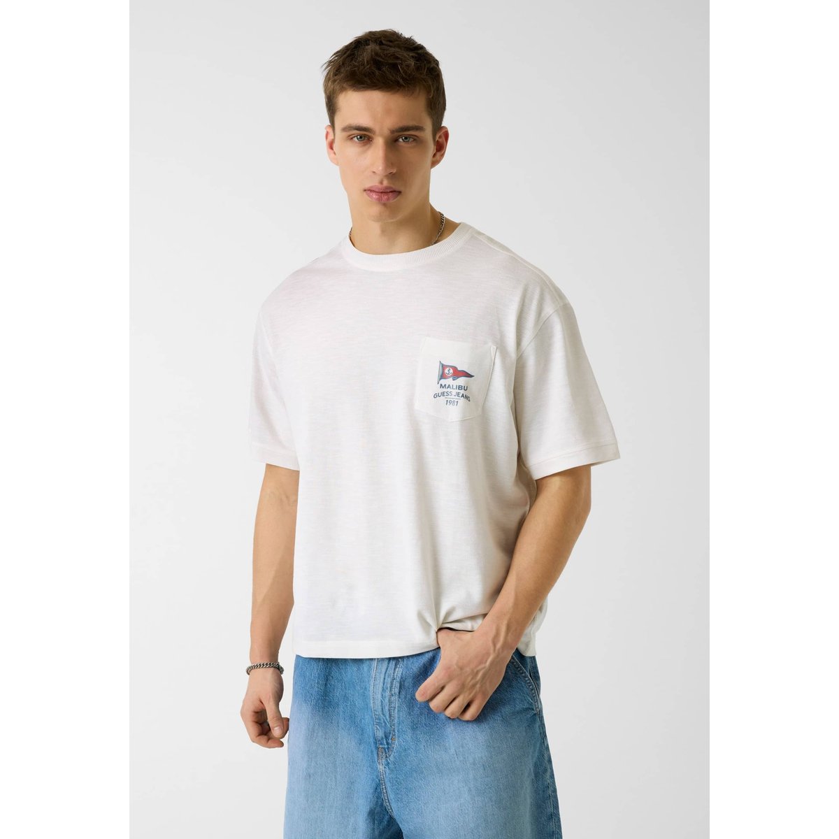 T-Shirt Cropped Boxy blanc, GUESS JEANS