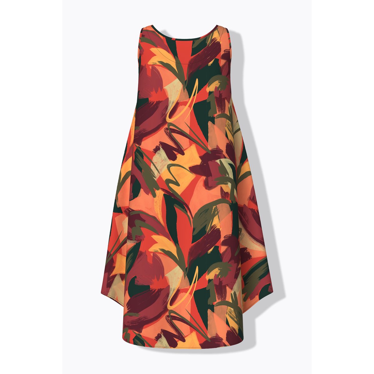 Robe midi sans manches, motif feuilles poivron, ULLA POPKEN
