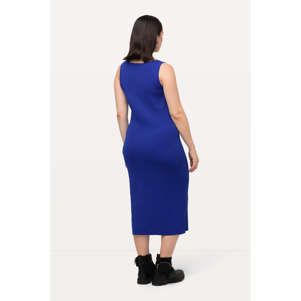 Robe en maille côtelée bleu azur, ULLA POPKEN