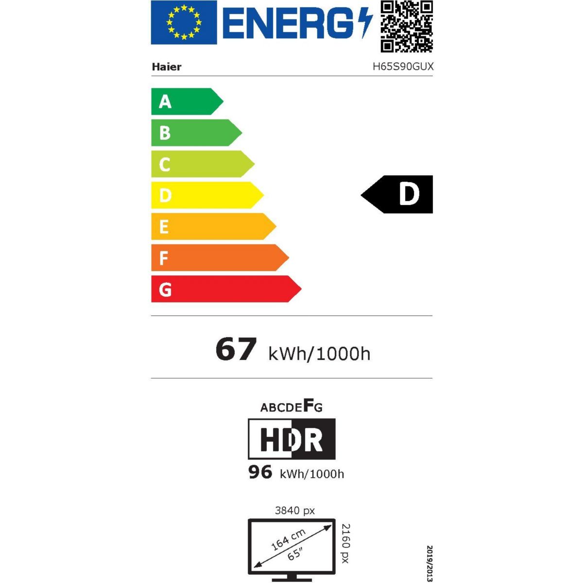 TV QLED H65S90GUX (2026) 65" (165 cm) couleur unique, HAIER