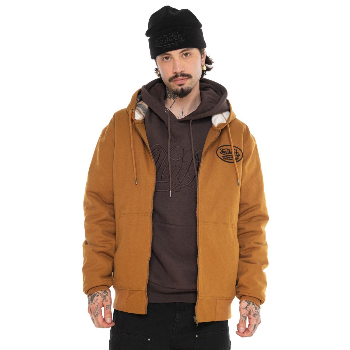 Blouson coton LEVY kamel/noir/blanc, VON DUTCH