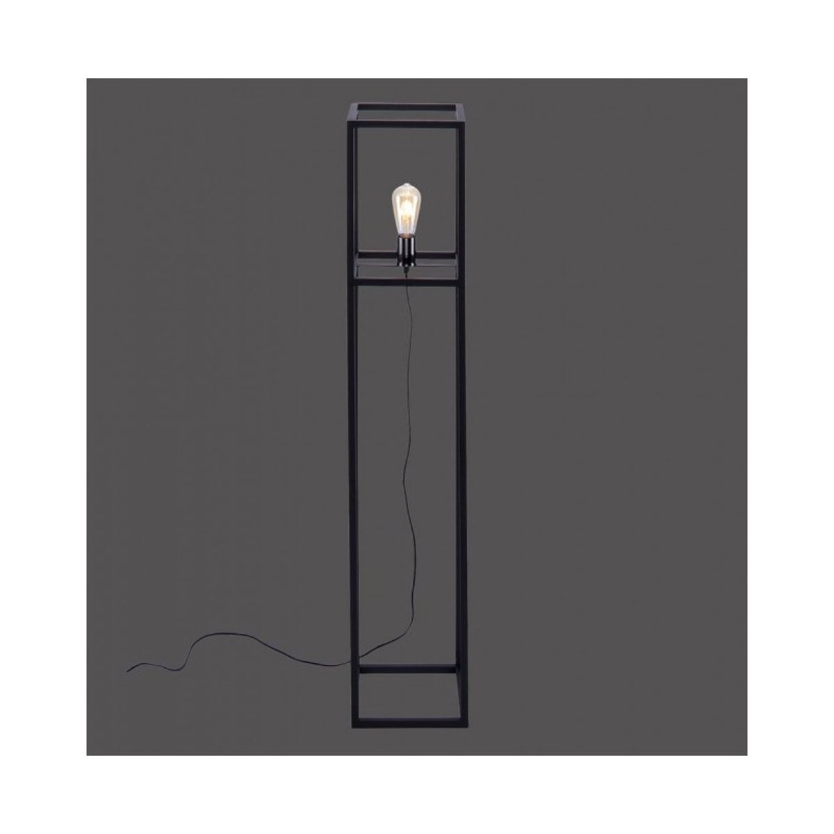 Lampadaire rectangulaire Cage noir Pour Ampoule E27 noir, MILLUMINE