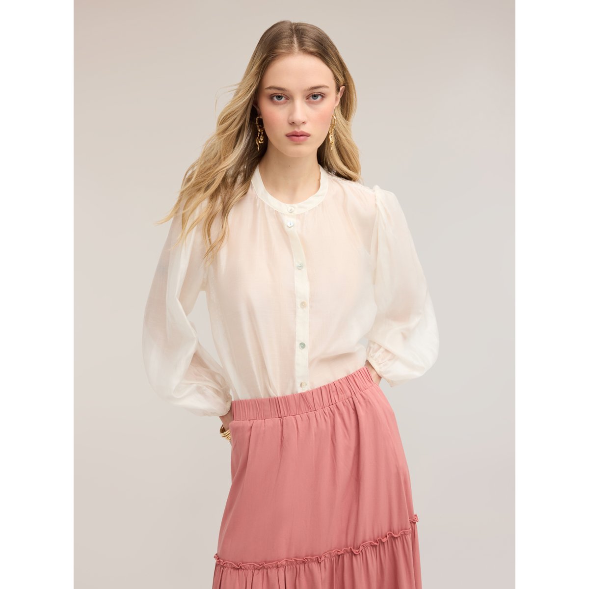 Chemise avec dentelle dans le dos blanc, MOTIVI