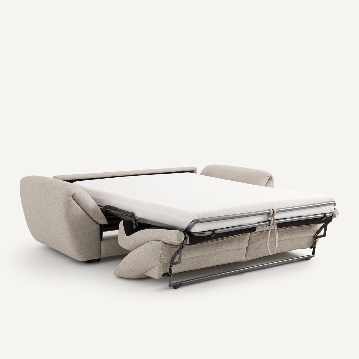 Canapé 3 places convertible en texturé viscose et lin, EDGAR naturel, AM.PM
