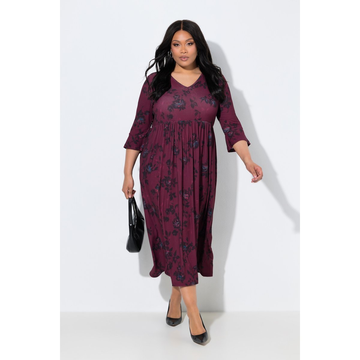 Robe maxi en jersey rouge vin foncé, ULLA POPKEN