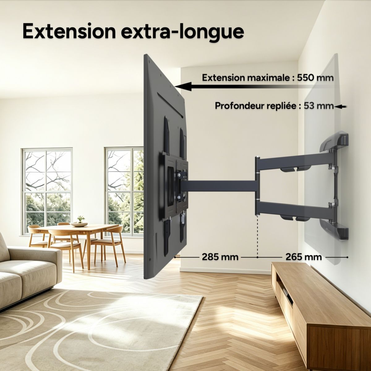Support mural TV télé orientable-inclinable 32''-85'' couleur unique, ESSENTIEL B