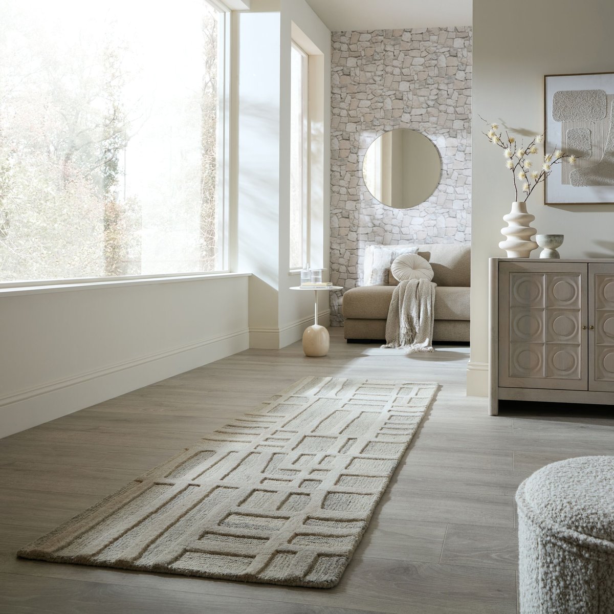 Tapis de couloir en laine ELVA beige, FLAIR RUGS