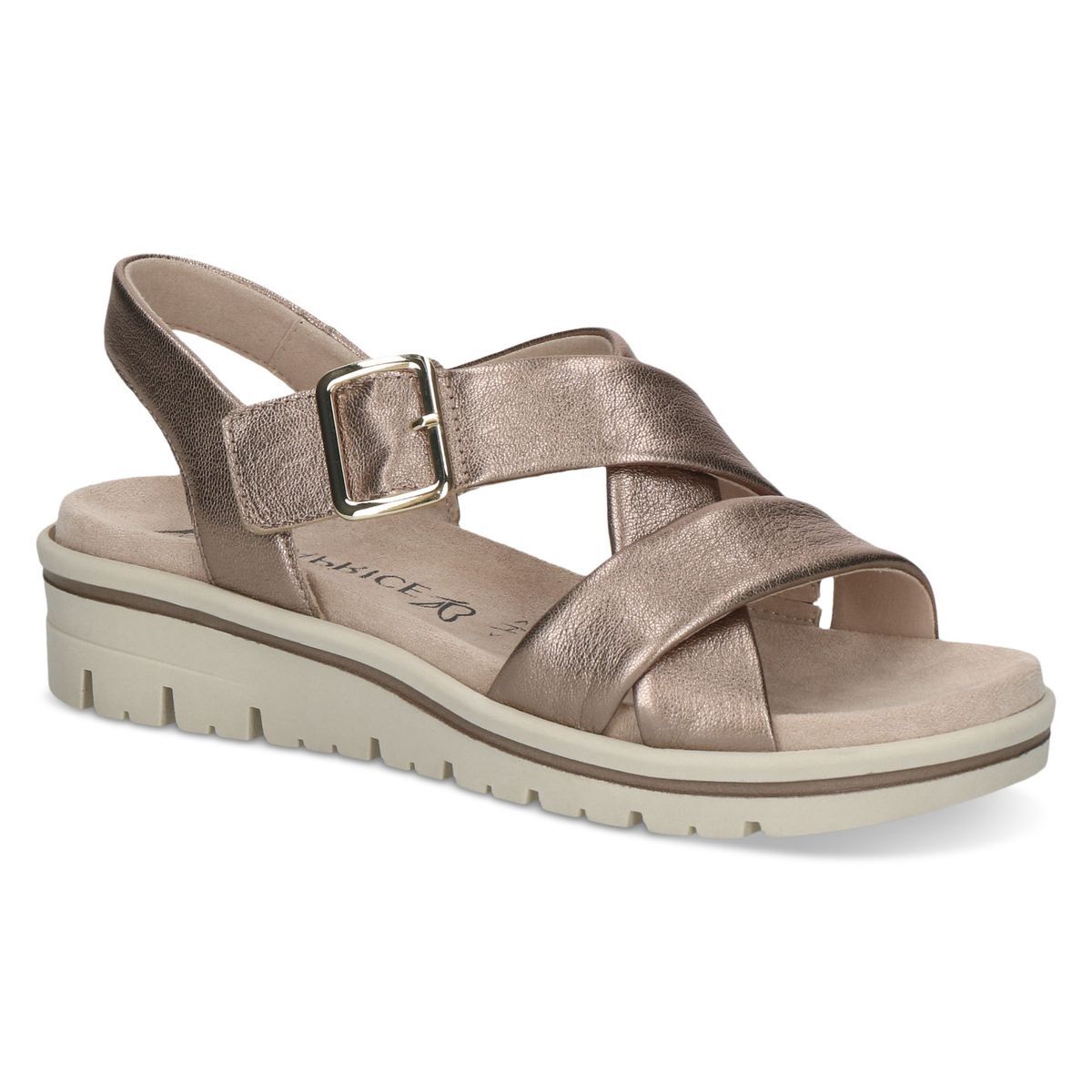 Sandale en cuir marron taupe, CAPRICE