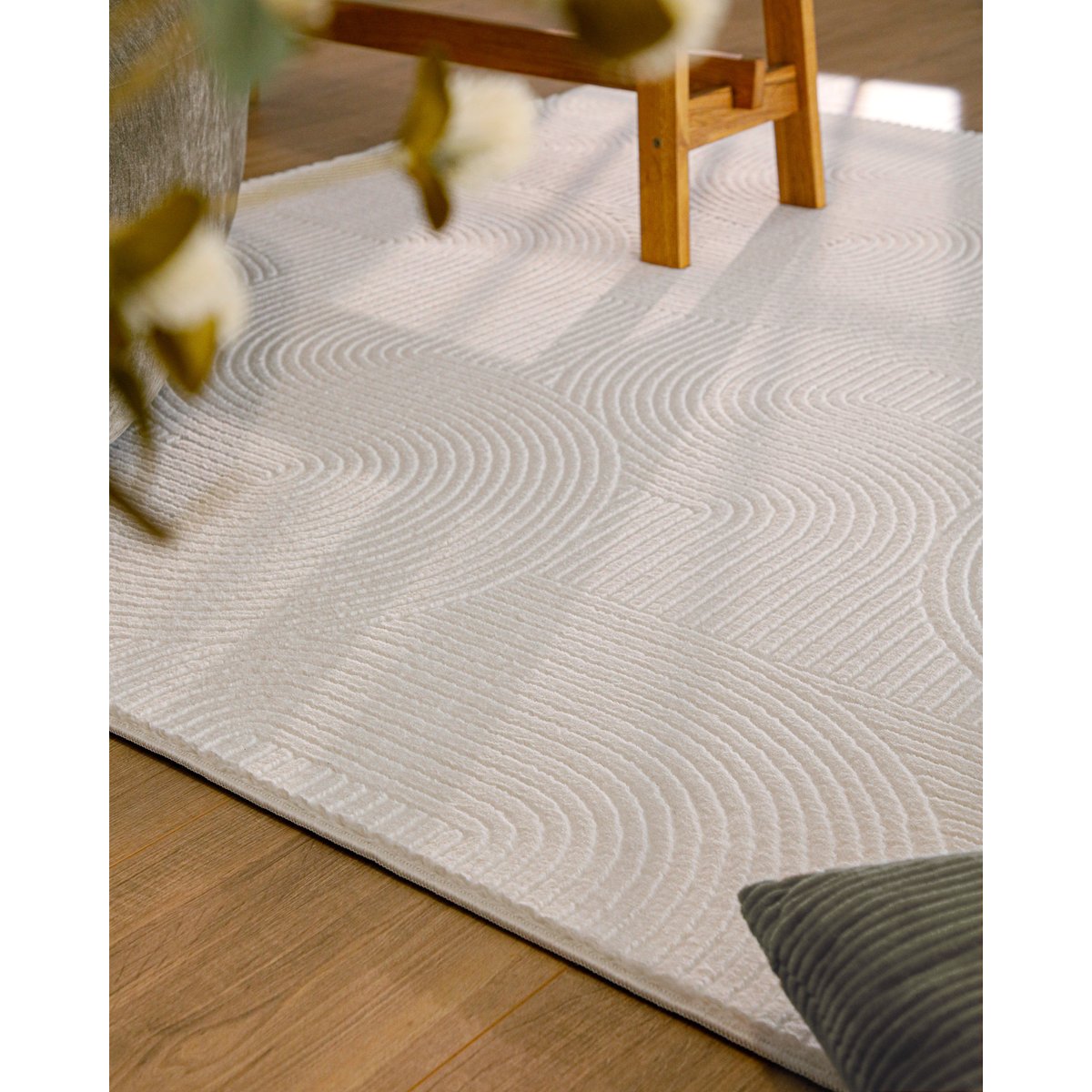 WECONhome Nuuk Arc, tufté, tapis poils courts, motif arc en relief, lavable, certifié OEKO-TEX® , Nuuk Arc crème blanc, WECON HOME