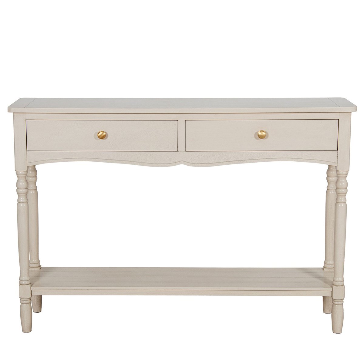 Console classique en bois blanc 2 tiroirs 110x28x75cm blanc, WADIGA