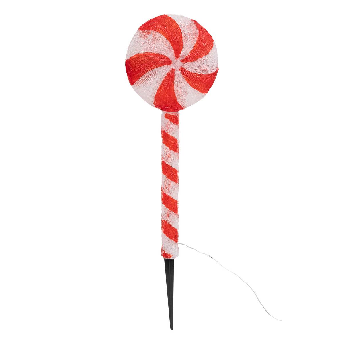 Forme acrylique extérieure sucre d'orge solaire 30 LE 8 fonctions H65 cm rouge, FEERIC LIGHTS & CHRISTMAS