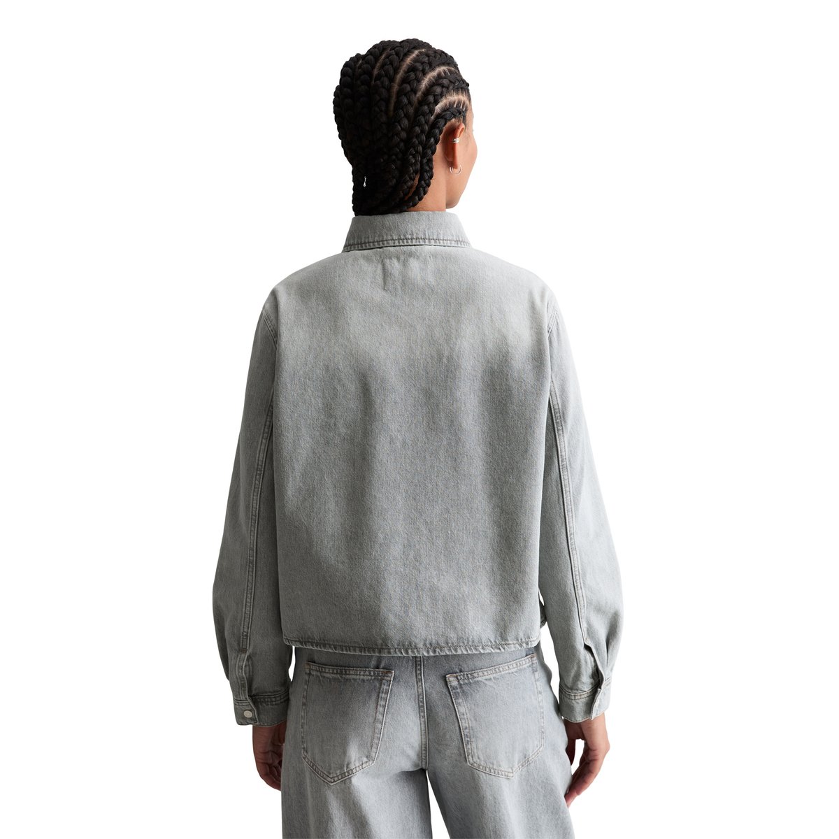 Chemise en jean relaxed en denim rigide gris clair, MARC O’POLO DENIM