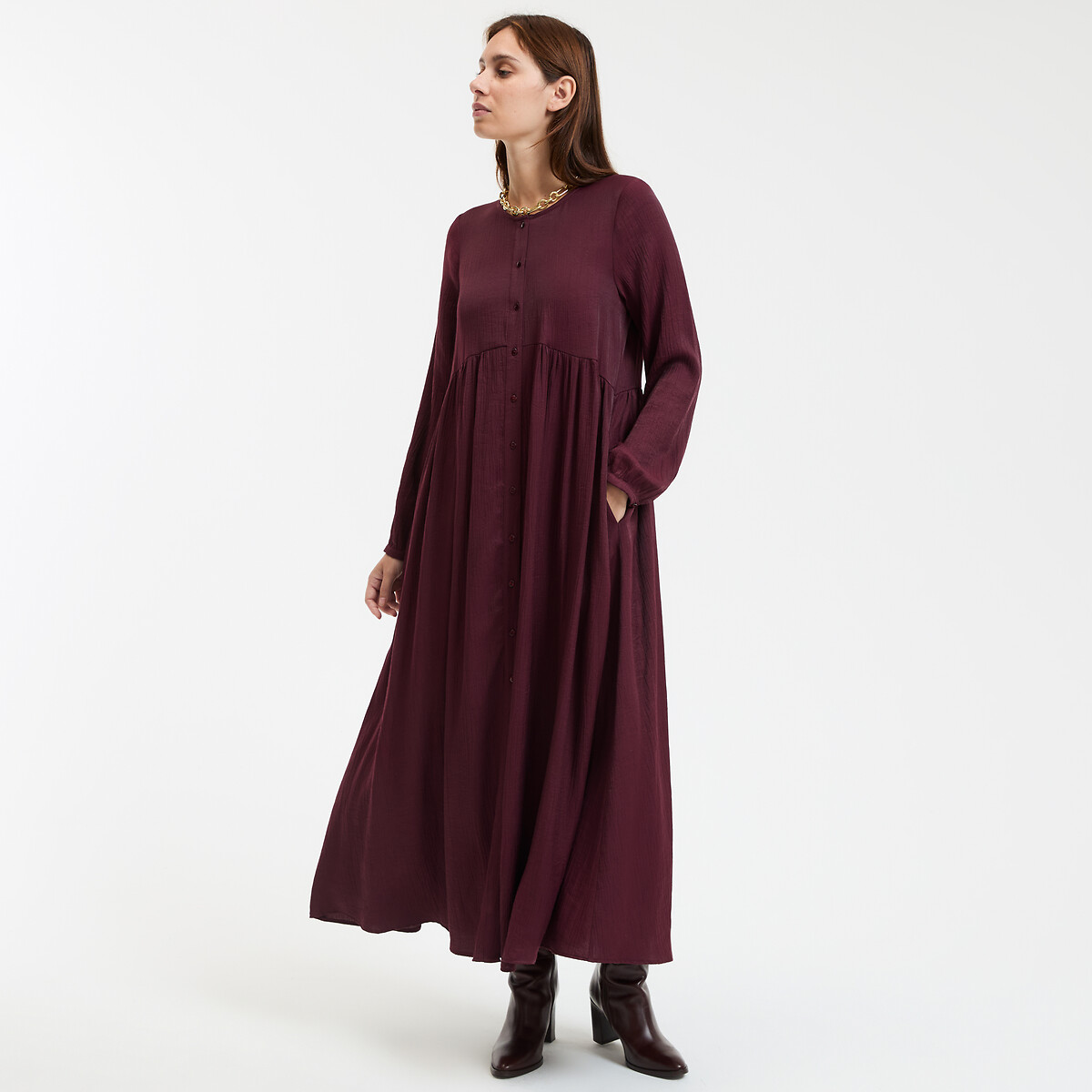 Robe longue, manches longues Signature SUZIE rouge bordeaux, LA REDOUTE COLLECTIONS
