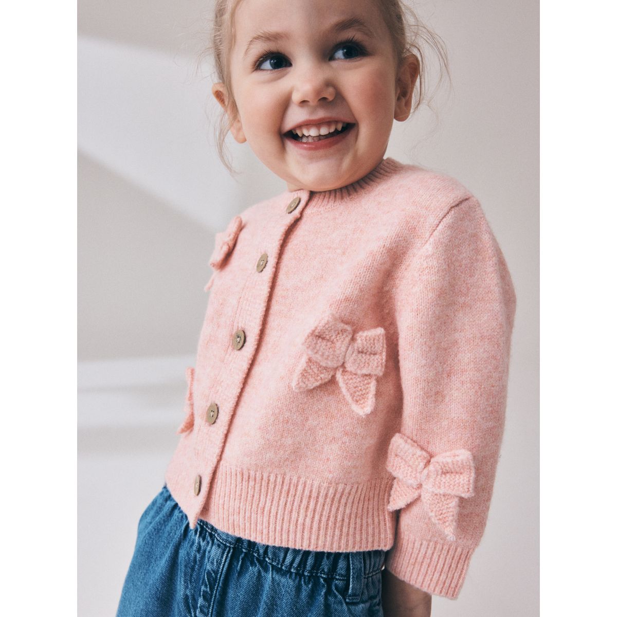 Cardigan brodé à nœud rose, NEXT