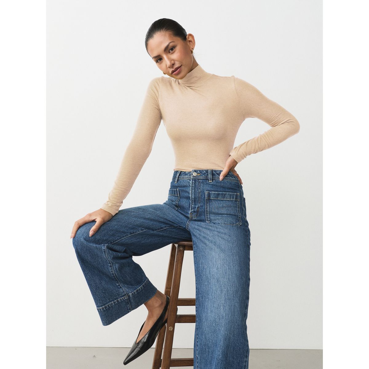 Haut manches longues en tencel™ écru, NEXT