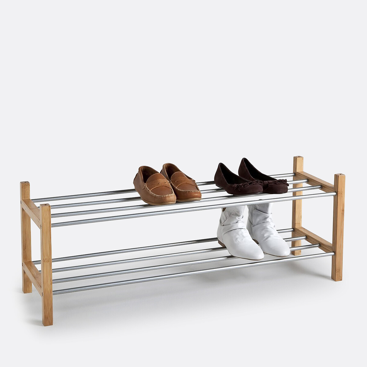 Zapatero Bamboo, 2 estantes madera clara natural, SO'HOME